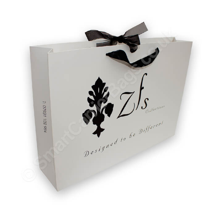 Ribbon Handle Paper Carrier Bags, Custom Printed Ribbon Handle Bags