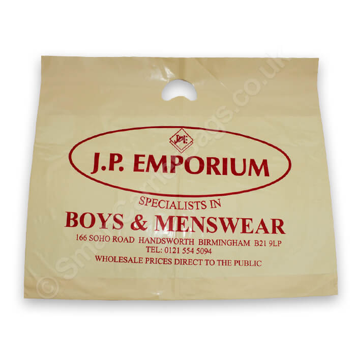 Die Cut Handle Plastic Carrier Bags, Punched Out & Patch Handle Plastic